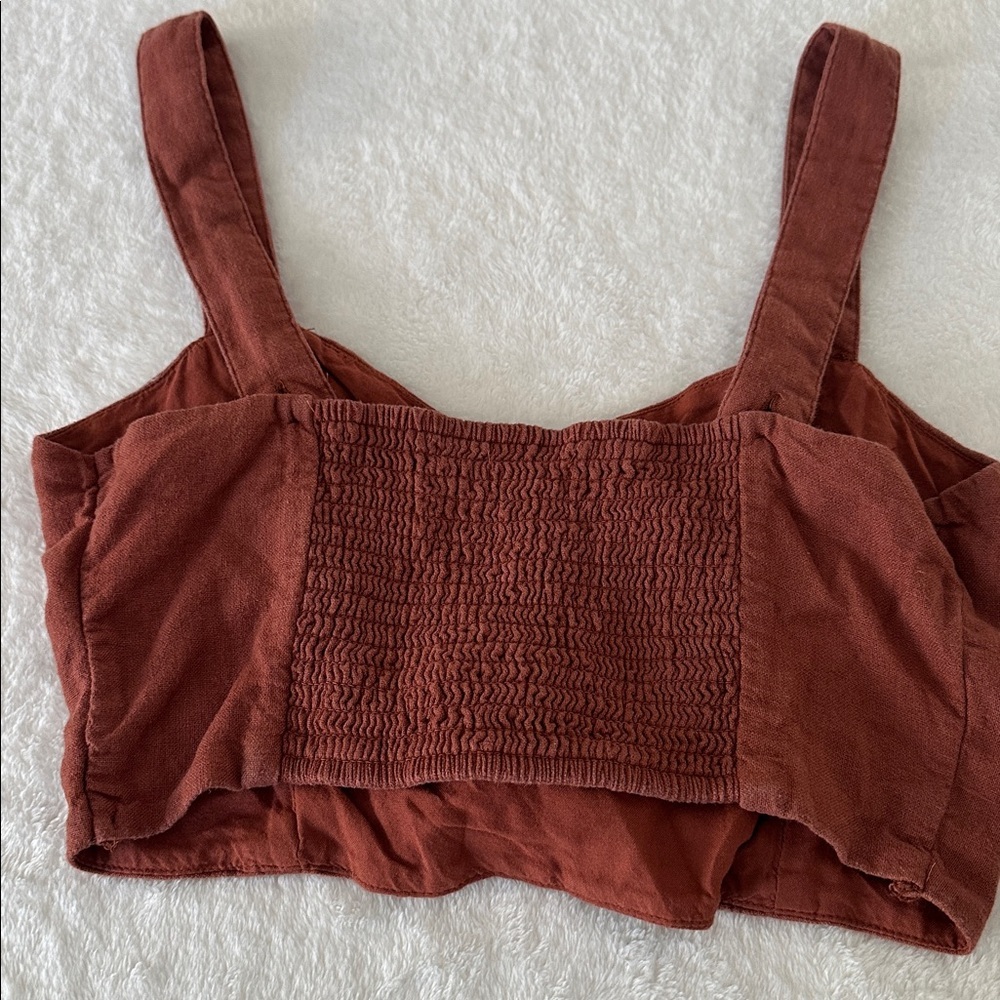 Abercrombie & Fitch Rust Lace-Up Crop Top - Picture 4 of 11